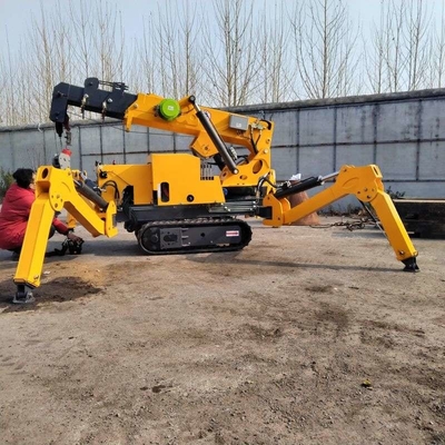 บูมยืดไสลด์ไฮดรอลิกเครื่องยนต์ดีเซล Spider Crawler Crane 3T 5T ​​8T