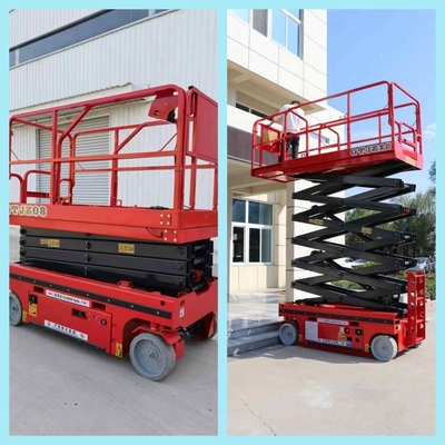 OEM ODM Aerial Platform Lift รถยกขากรรไกรสีแดง 12m