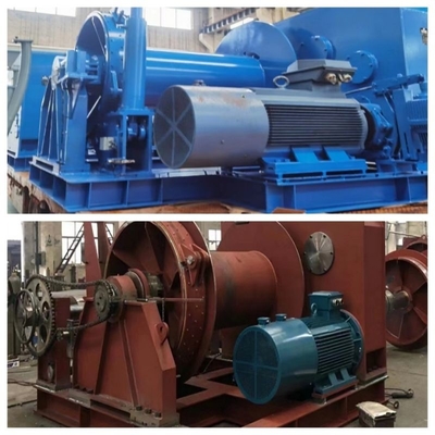 เครื่องกว้านเรือกลองคู่สีน้ำเงิน 380V เครื่องกว้านไฟฟ้าทางทะเลพร้อมความจุ 500KN