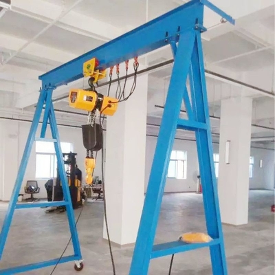 รอกโซ่งานเบา Gantry Crane คานเดี่ยวแบบเคลื่อนย้ายได้ความสูง 2.6-4 ม