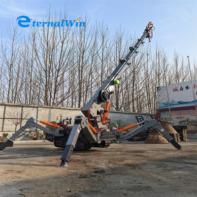 เครนตีนตะขาบแมงมุมควบคุมระยะไกลสำหรับโครงการก่อสร้าง ความยาวบูม 9.6 เมตร ความสูงยกสูงสุด 15 เมตร